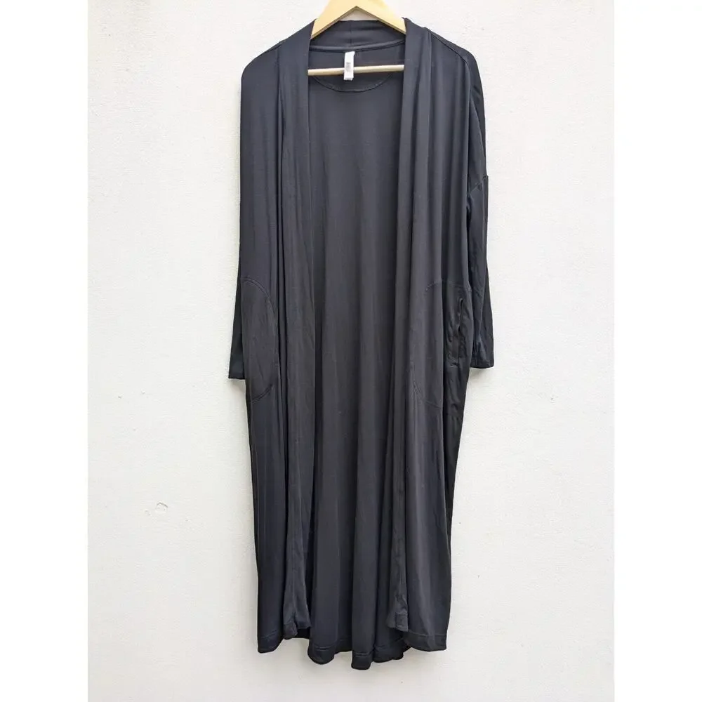 Athleta Modal Robe Black XXS Long Cardigan Sleep Pajama Womens Retail $129 - Picture 2 of 9